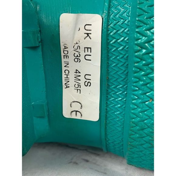 Hunter Womens Rain Boots Blue Round Toe Buckle Platform Heel Pull On 5 M - Picture 11 of 12